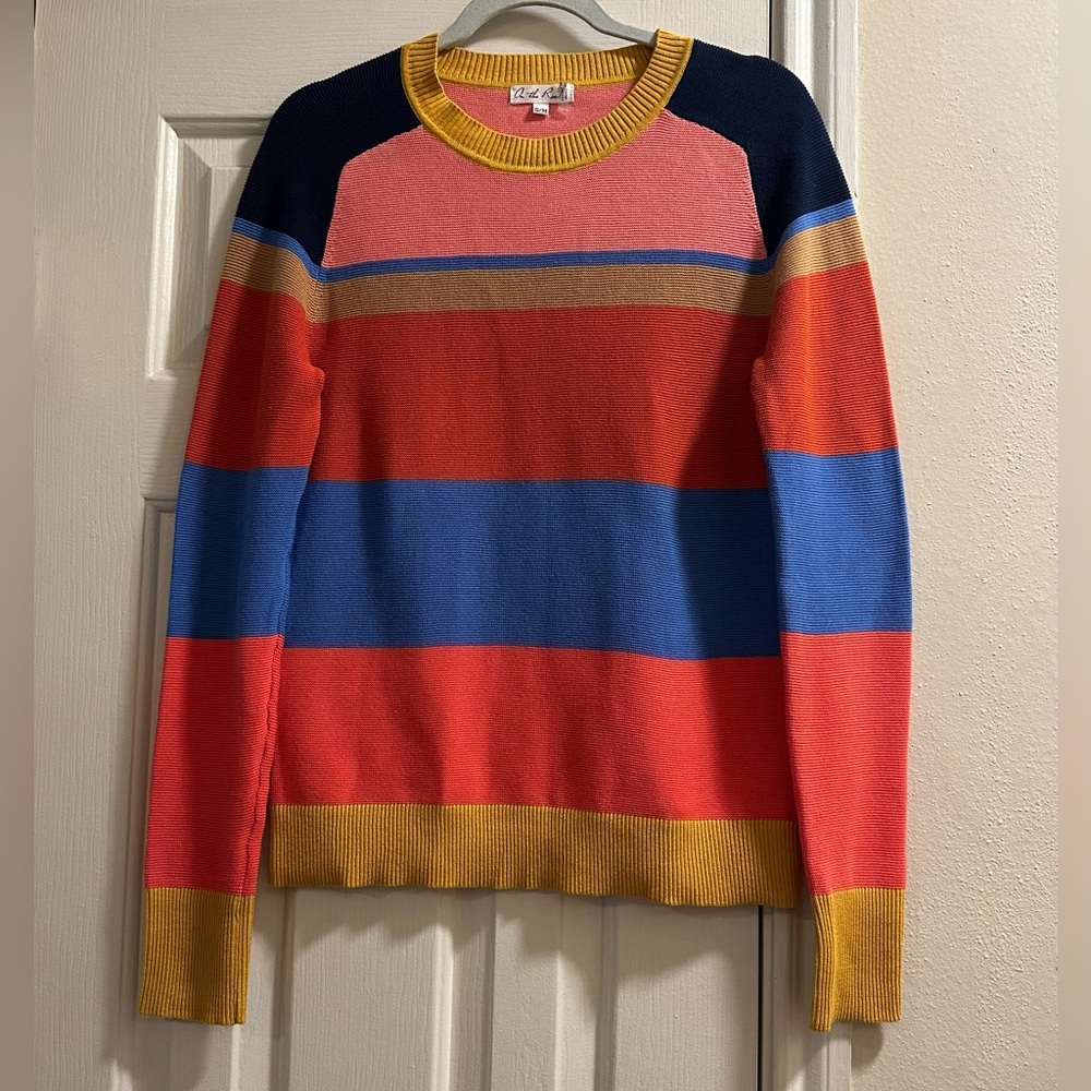 On The Road Multicolor Striped Color-block Crew Neck Sweater